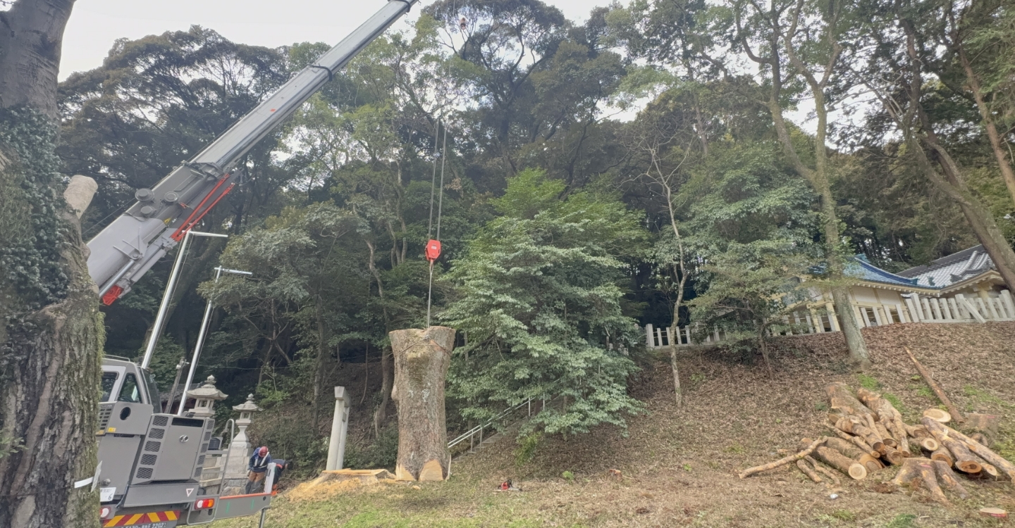 切断作業中